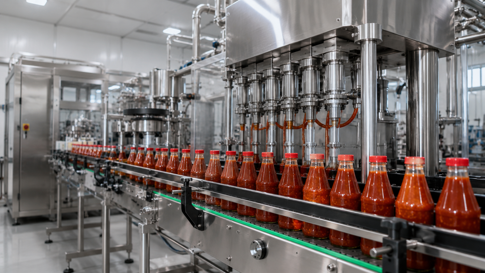 Automatic sauce packaging machine line for bottled chili sauce and ketchup production