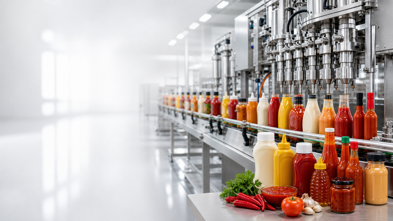 BBQ Sauce Bottling Equipment Line for Food Producers BBQ sauce bottling equipment line filling condiment bottles in a clean food factory