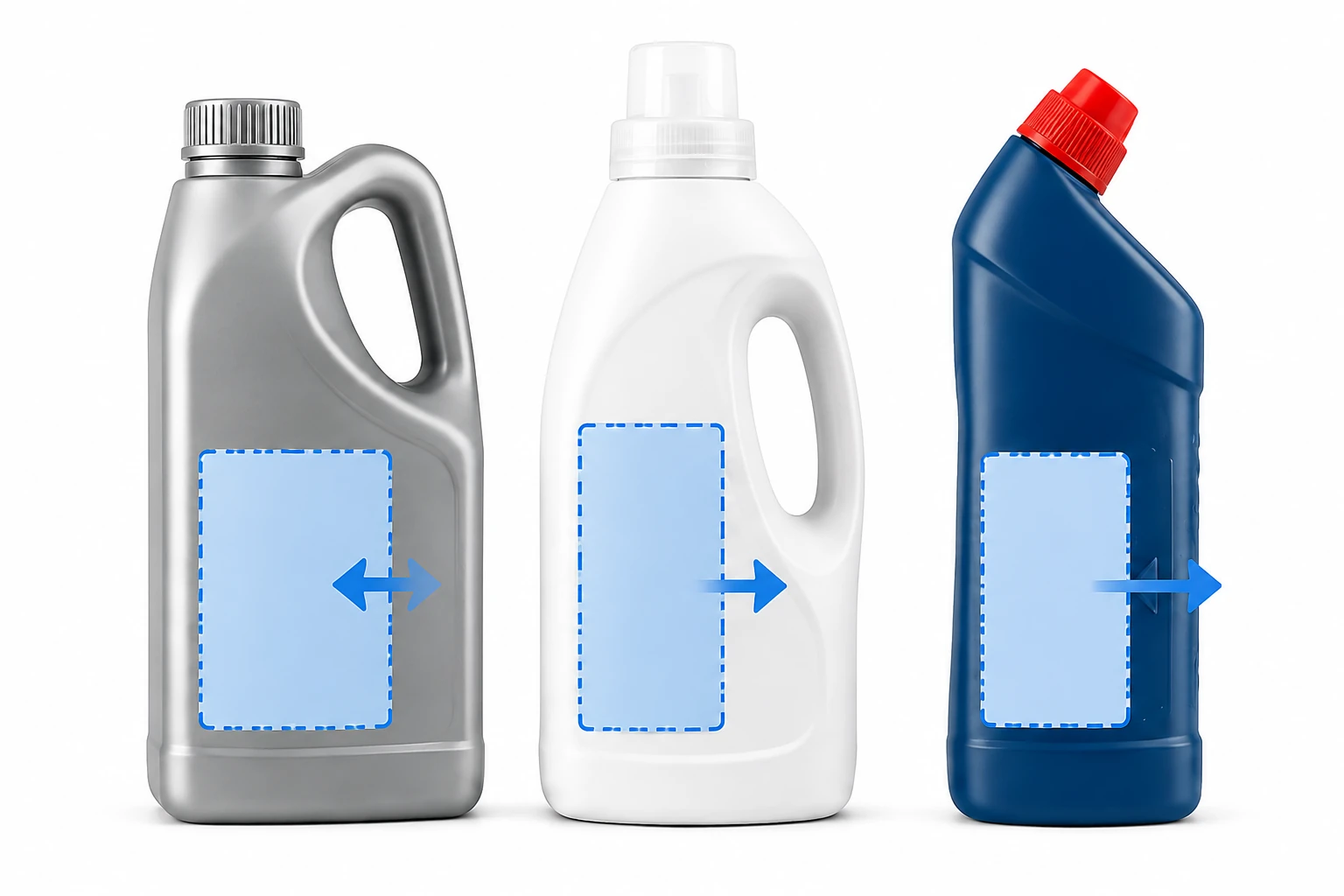Irregular containers with side labeling guide