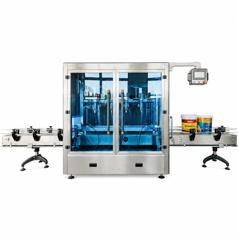 LEKA-GZSF-04-A 4-head servo liquid filling machine with conveyor