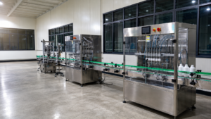 Automatic chemical filling line with stainless steel filling machine and conveyor