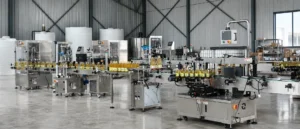 Cooking oil packaging line filling, capping and labeling PET bottles