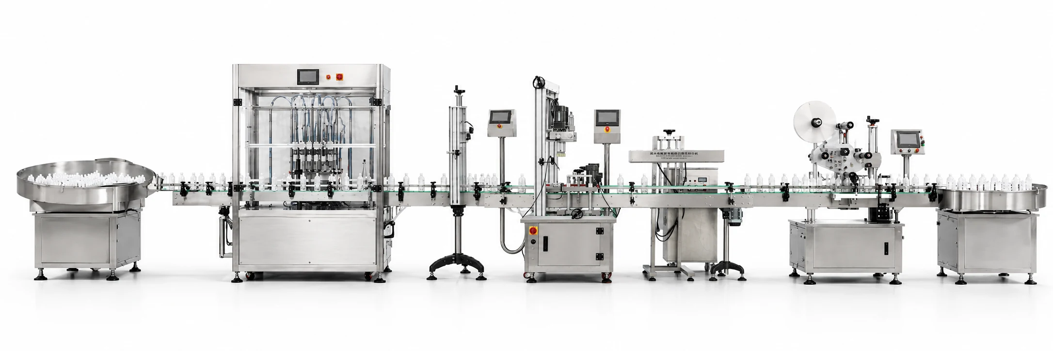 Automatic chemical filling line with conveyor for small factory production