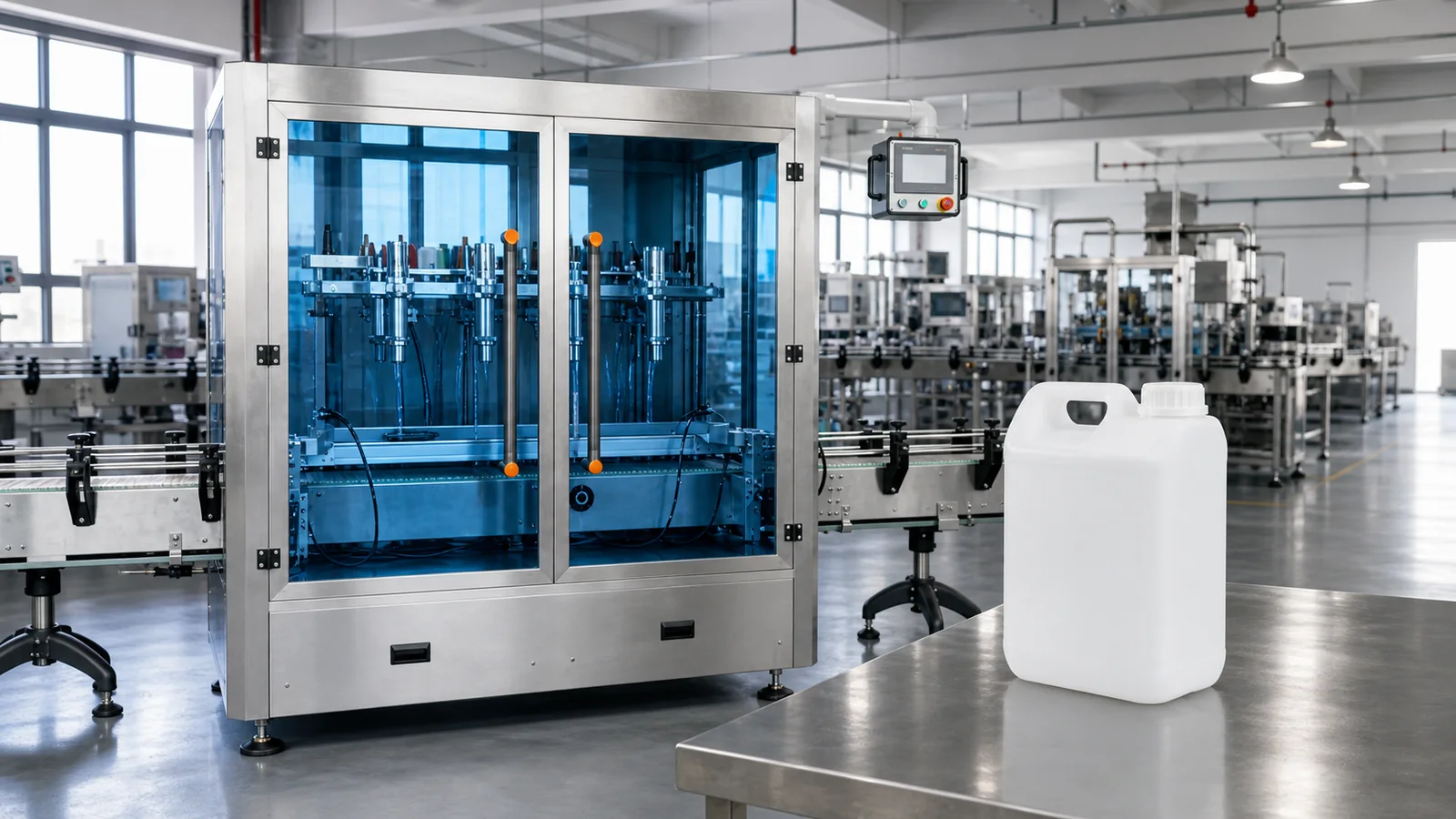 LEKA 5 to 12 litre jerrycan filling and capping line reference