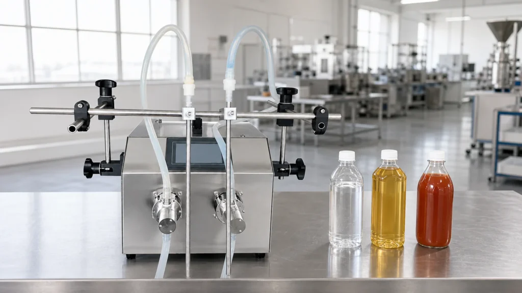 Double-head semi-automatic sauce filling machine for Japanese soy sauce and barbecue sauce