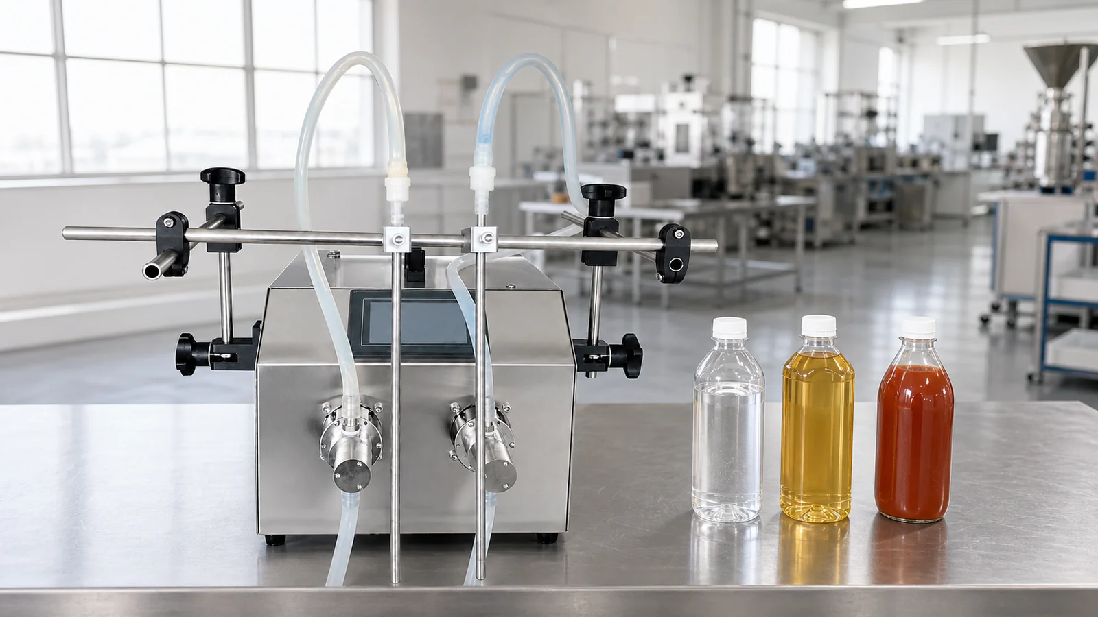 Double-head semi-automatic filling machine for Japanese sauces