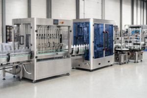 Automatic bottle filling machine and complete packaging line in a clean factory