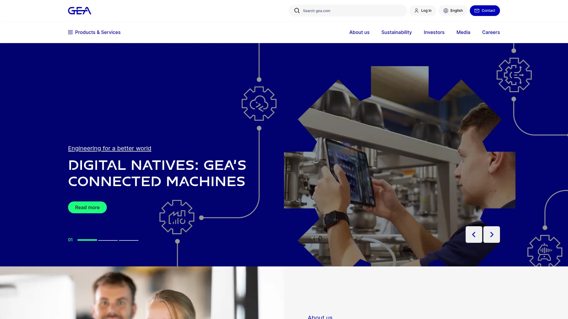 GEA liquid filling equipment homepage screenshot