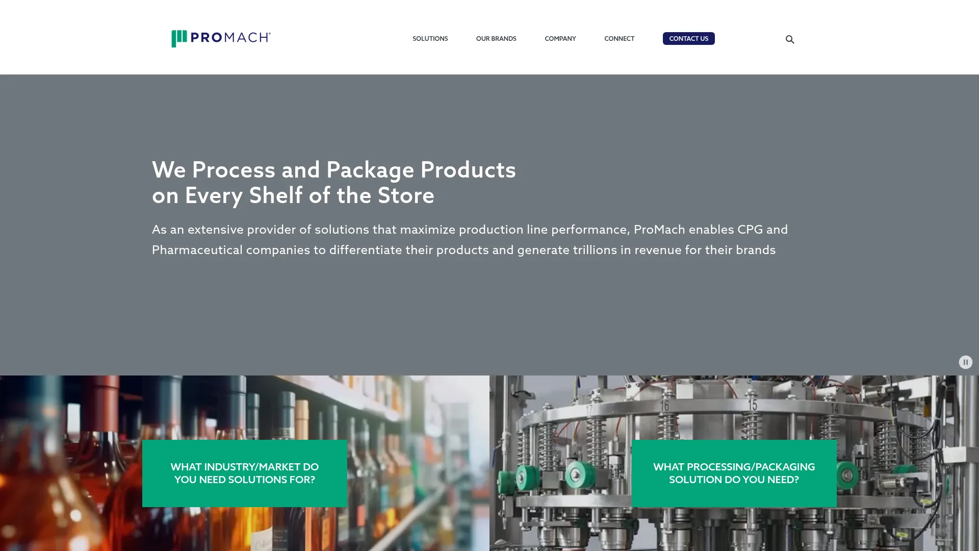 ProMach Federal Pacific liquid filling equipment homepage screenshot