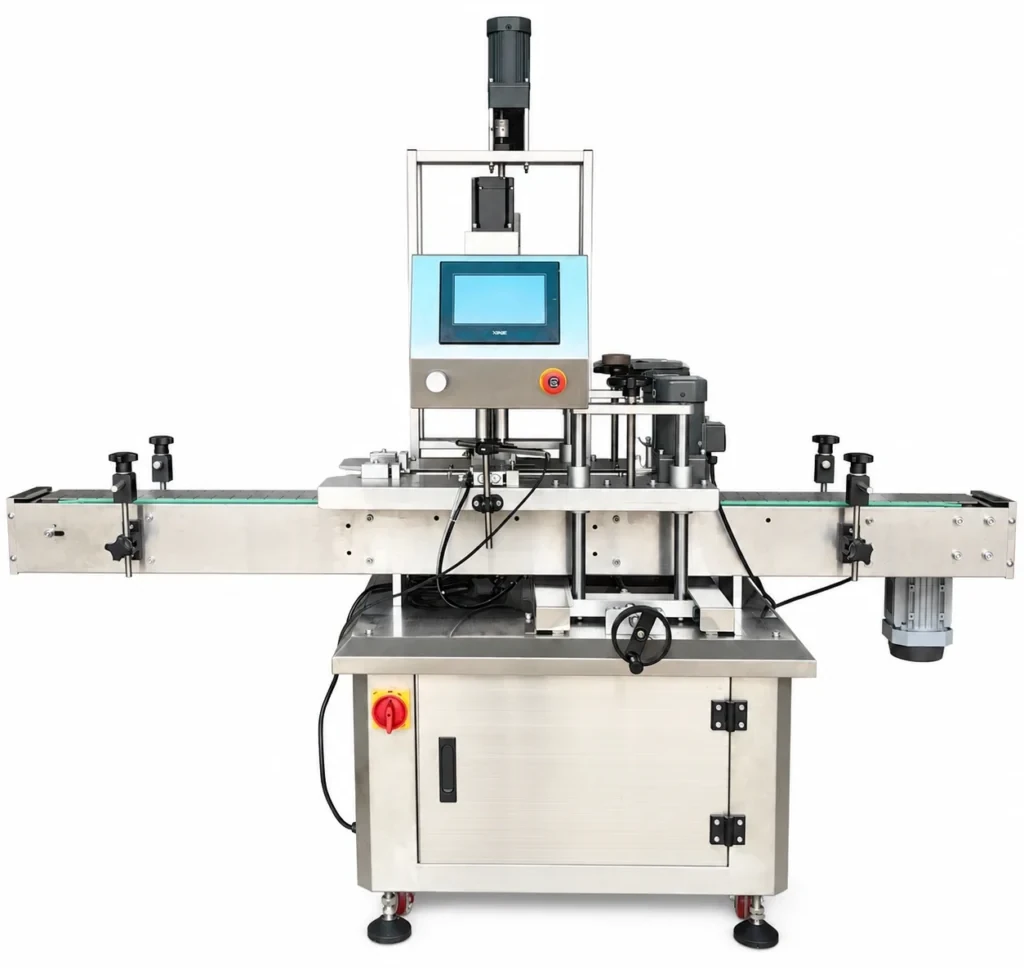 Automatic bottle capping machine with conveyors